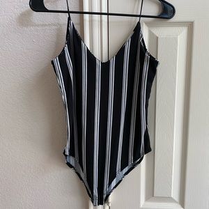 Black and white striped bodysuit